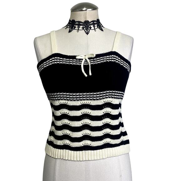 Adorable Knit Striped Coquette Gothic Emo Cropped Tank - Picture 1 of 11